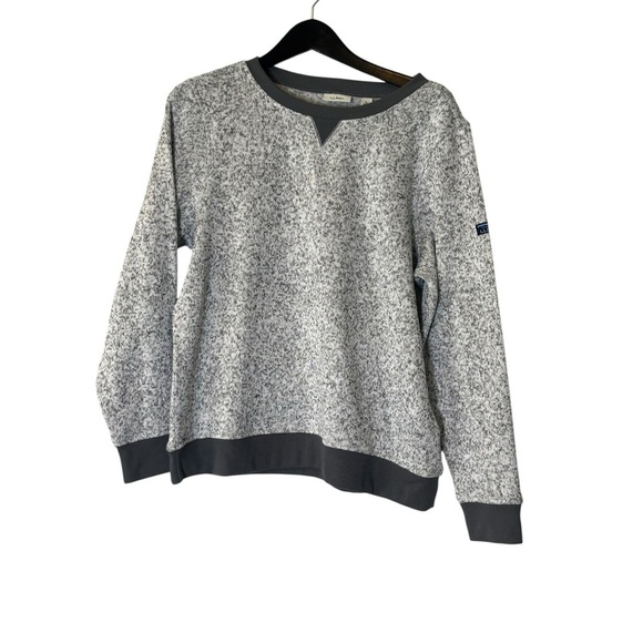 LL Bean Women’s Lightweight Fleece Gray Crewneck Sweatshirt Gray Size Large - Picture 2 of 6